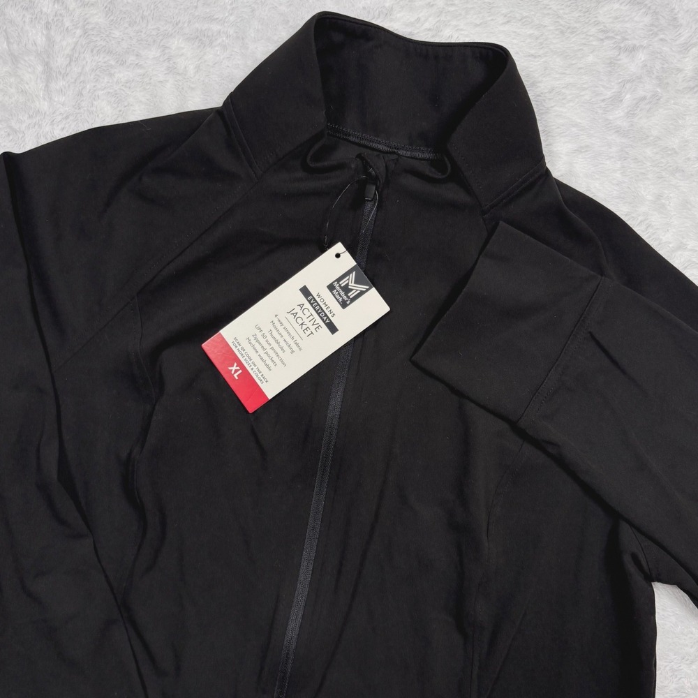 NEW Active Performance Jacket Women XL(FIT L)Black Thumbhole Stretch UPF Wicking
